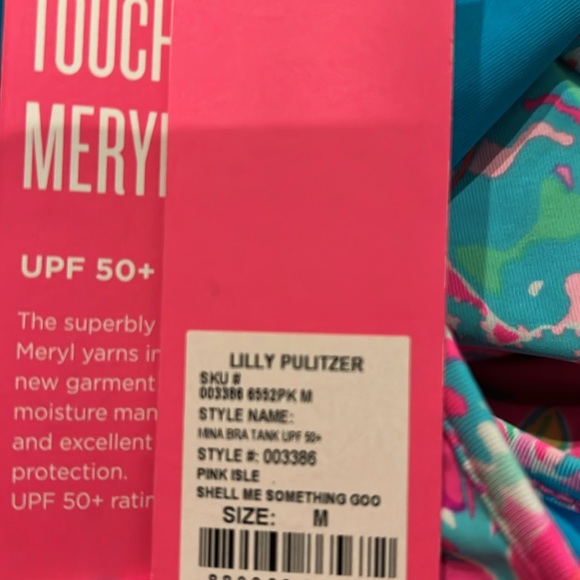 Lilly Pulitzer Mina Bra tank UPF 50+ Shell Me Something Good NWT Medium - Picture 8 of 8